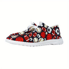 Sports Pattern Flat Shoes for Women Lightweight Casual Walking Shoes