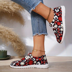 Sports Pattern Flat Shoes for Women Lightweight Casual Walking Shoes