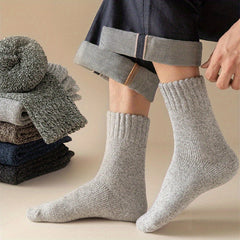 Men's Solid Crew Socks Warm Thermal Comfy Casual Unisex Socks