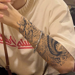 15-Day Waterproof Dragon Cherry Flower Arm Tattoo Sticker