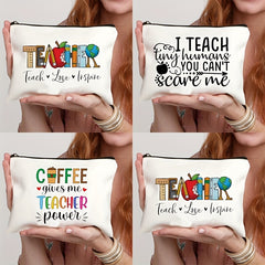 Teacher Love Inspire Print Cosmetic Bag Makeup Pouch