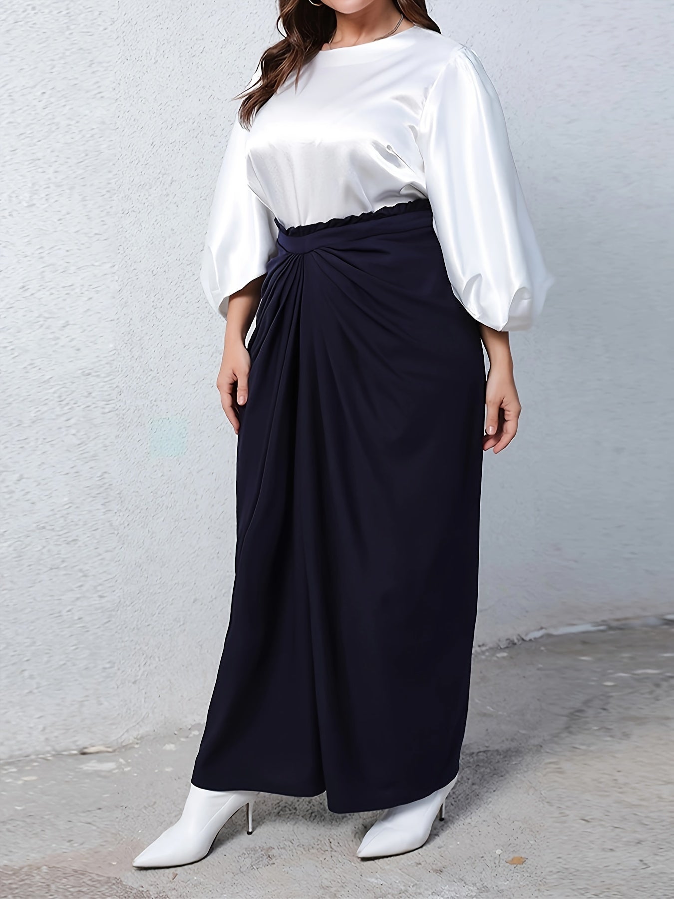  2-Piece Set: Lantern Sleeve Top & Maxi Skirt