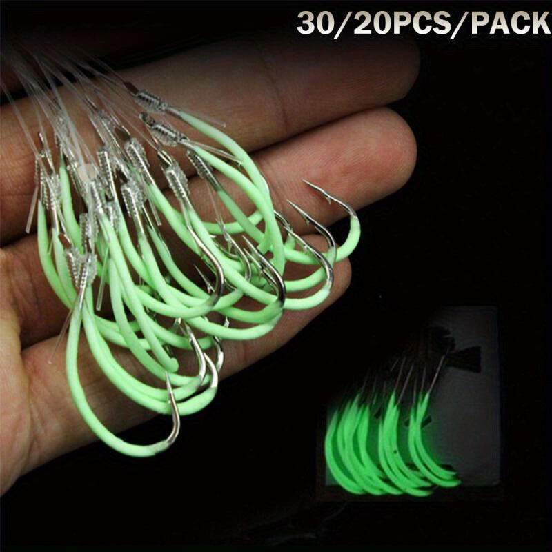 Night Fishing Hooks Glow In Dark String Hooks Luminous Crank Shank Fishhook