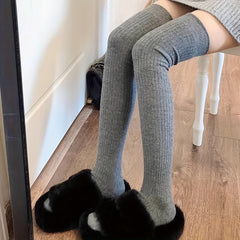 Teenager's Solid Striped Knee High Socks Long Stockings
