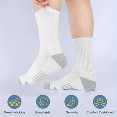 Men's Mid Crew Sport Socks: Breathable, Sweat Absorbing, Comfy