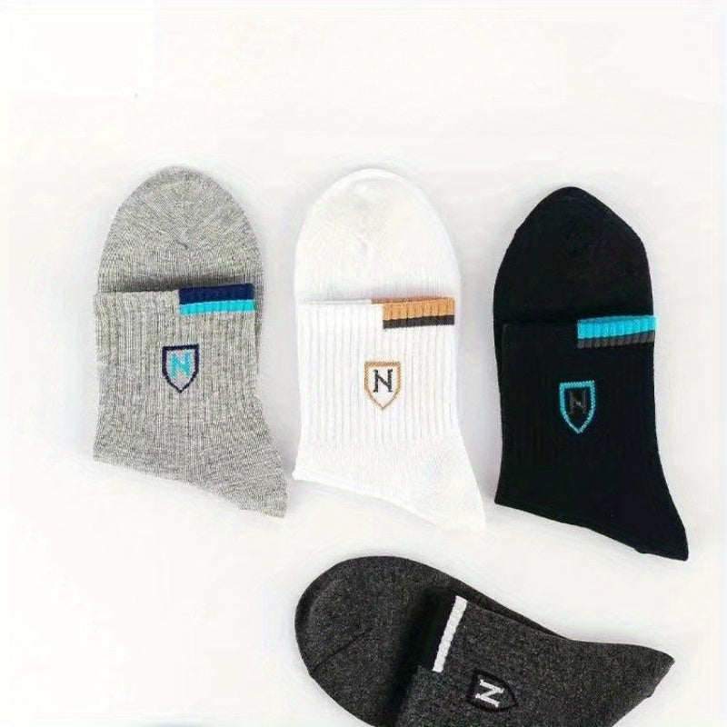 5 Pairs Men's Crew Socks Breathable Casual Unisex Socks All Seasons