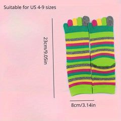 Rainbow Striped Girl's Split Toe Tabi Socks Low Cut Novelty Cotton Blnd