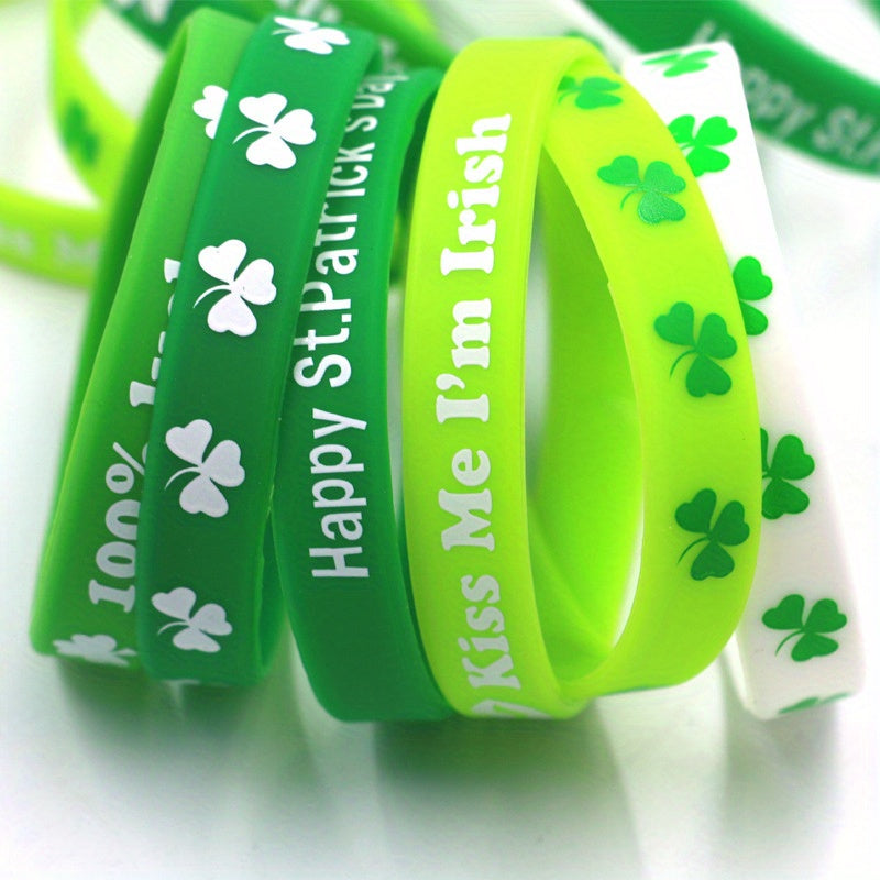Stylish Green Shamrock Silicone Bracelet for St. Patrick's Day