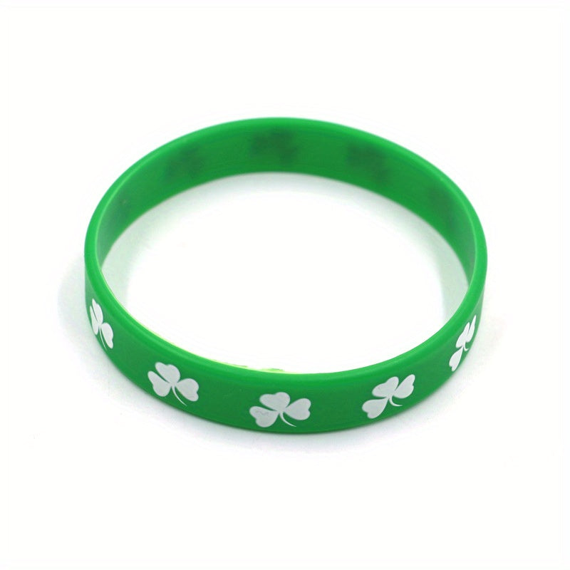 Stylish Green Shamrock Silicone Bracelet for St. Patrick's Day