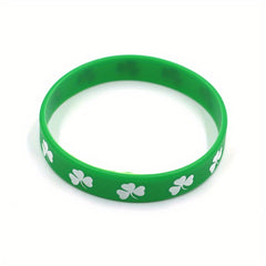 Stylish Green Shamrock Silicone Bracelet for St. Patrick's Day