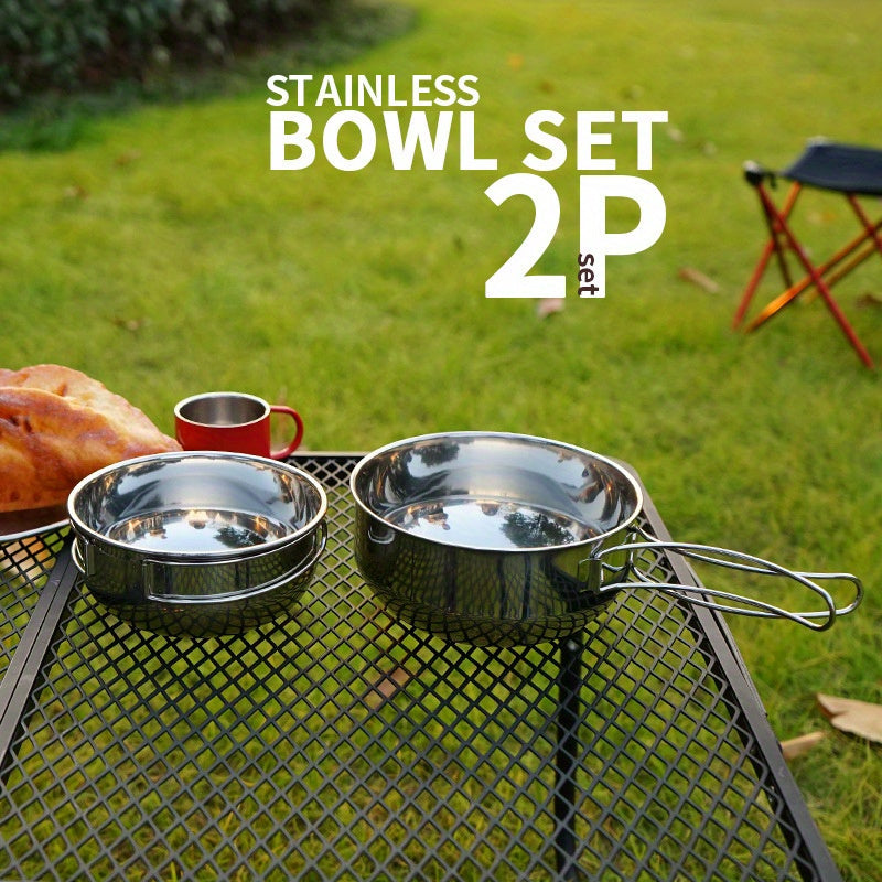 304 Stainless Steel Folding Bowl for Camping Portable Multifunctional Picnic