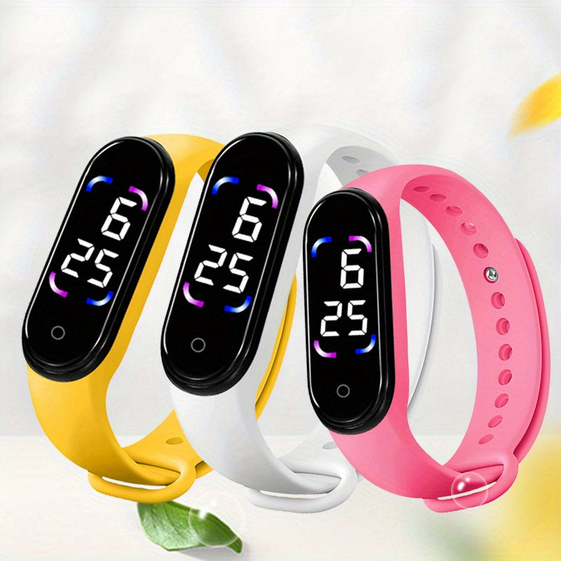2 Pcs Outdoor LED Electronic Watch Touchable Digital Sports Gift