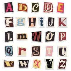 52pcs Retro Letters DIY Stickers for Laptops Bumpers Skateboards Water Bottles