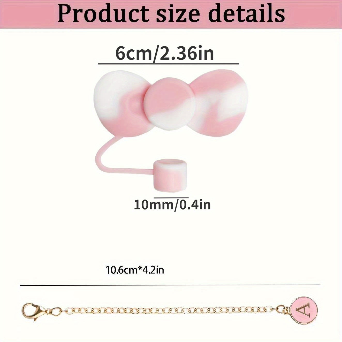 Letter Chain Charm Pendant & Flower Straw Tip Cover Set for Tumbler Water Cup