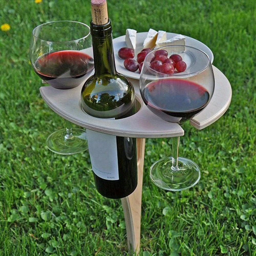 Portable Picnic Wine Glass Holder Wooden Foldable Wine Rack