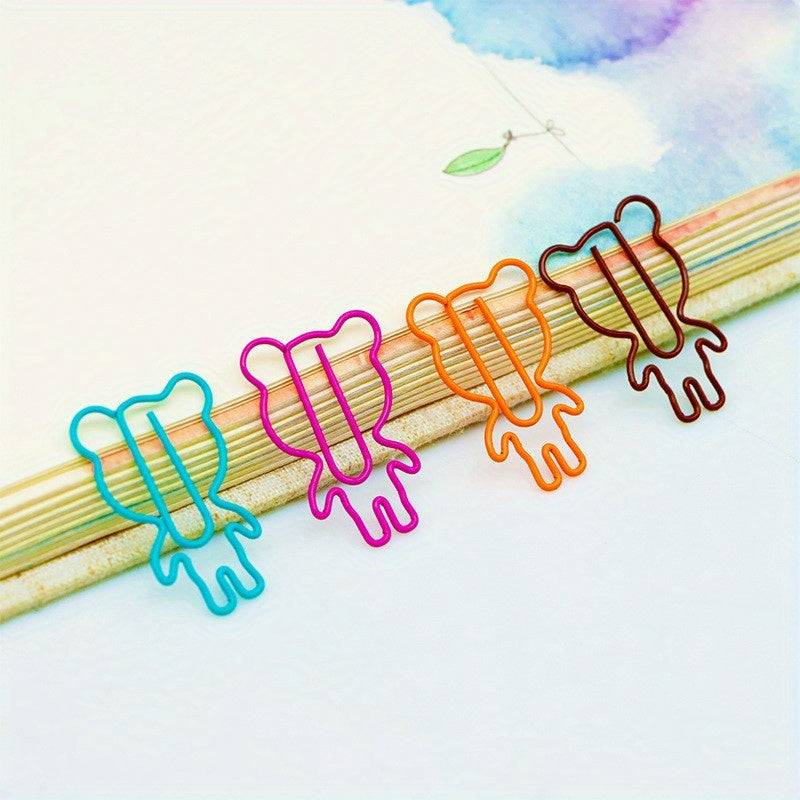 20pcs Bear Paper Clips Creative Model Paper Clip Student School Office