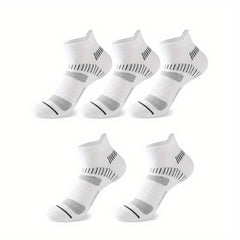 5 Pairs Men's Mid Crew Sport Socks Absorb Sweat Comfy Breathable