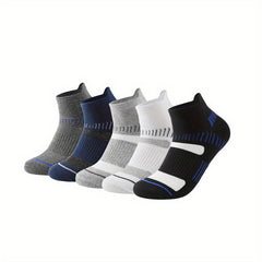 5 Pairs Men's Mid Crew Sport Socks Absorb Sweat Comfy Breathable