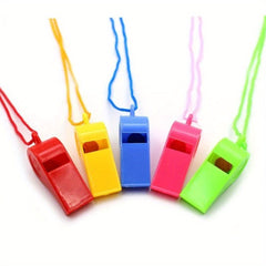20pcs Mini Plastic Whistles With Rope Football Soccer Rugby Cheerleading Whistle