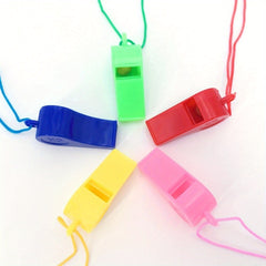 20pcs Mini Plastic Whistles With Rope Football Soccer Rugby Cheerleading Whistle