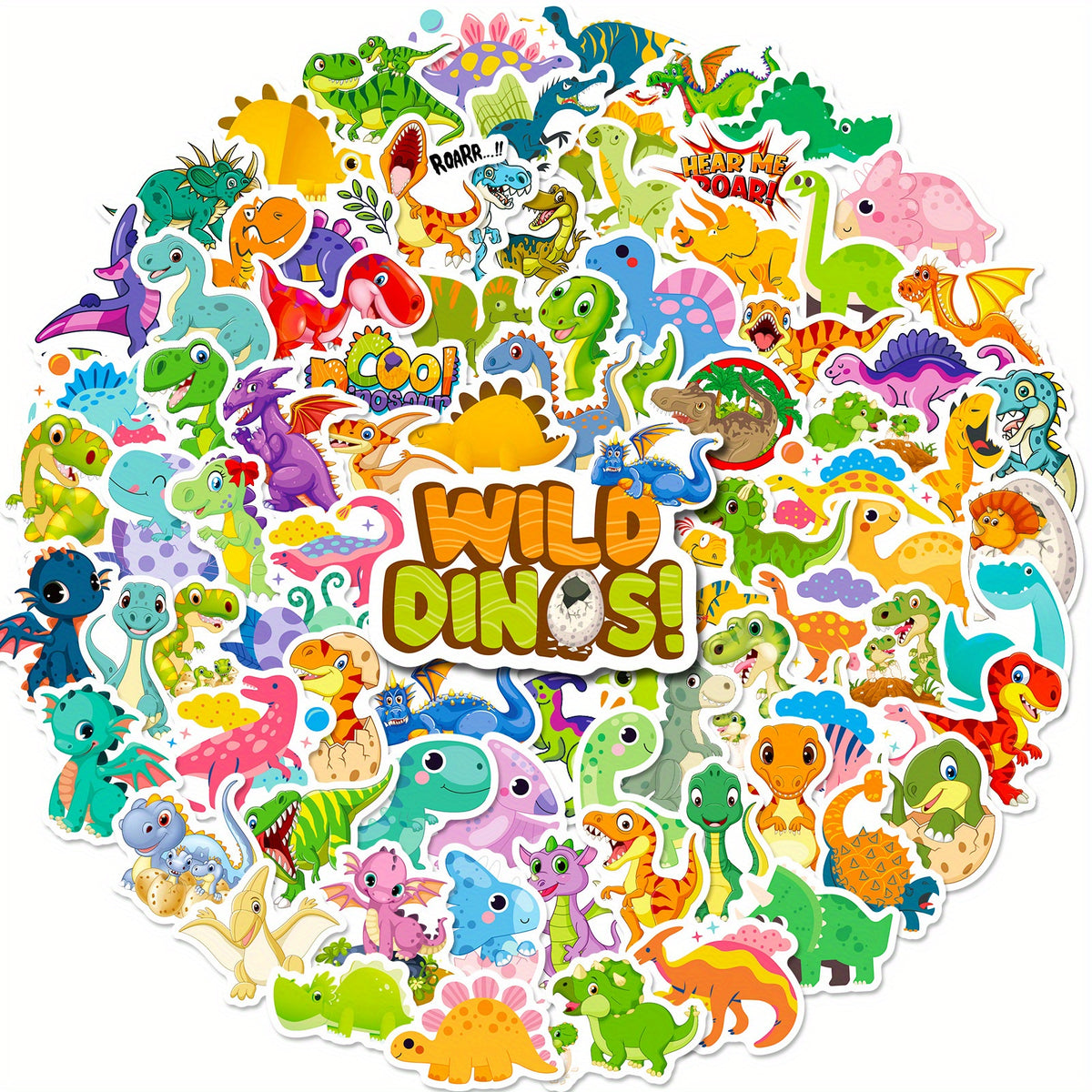 100pcs Dinosaur Waterproof Stickers for Laptop Phone Case Guitar