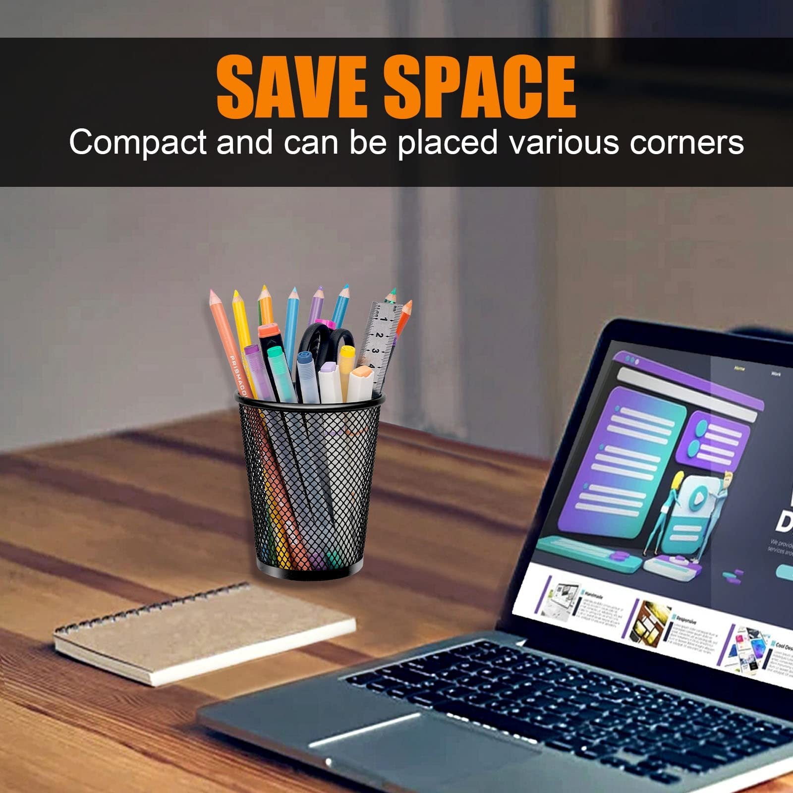6 Pcs Mesh Pen Holders for Desk Office Home School