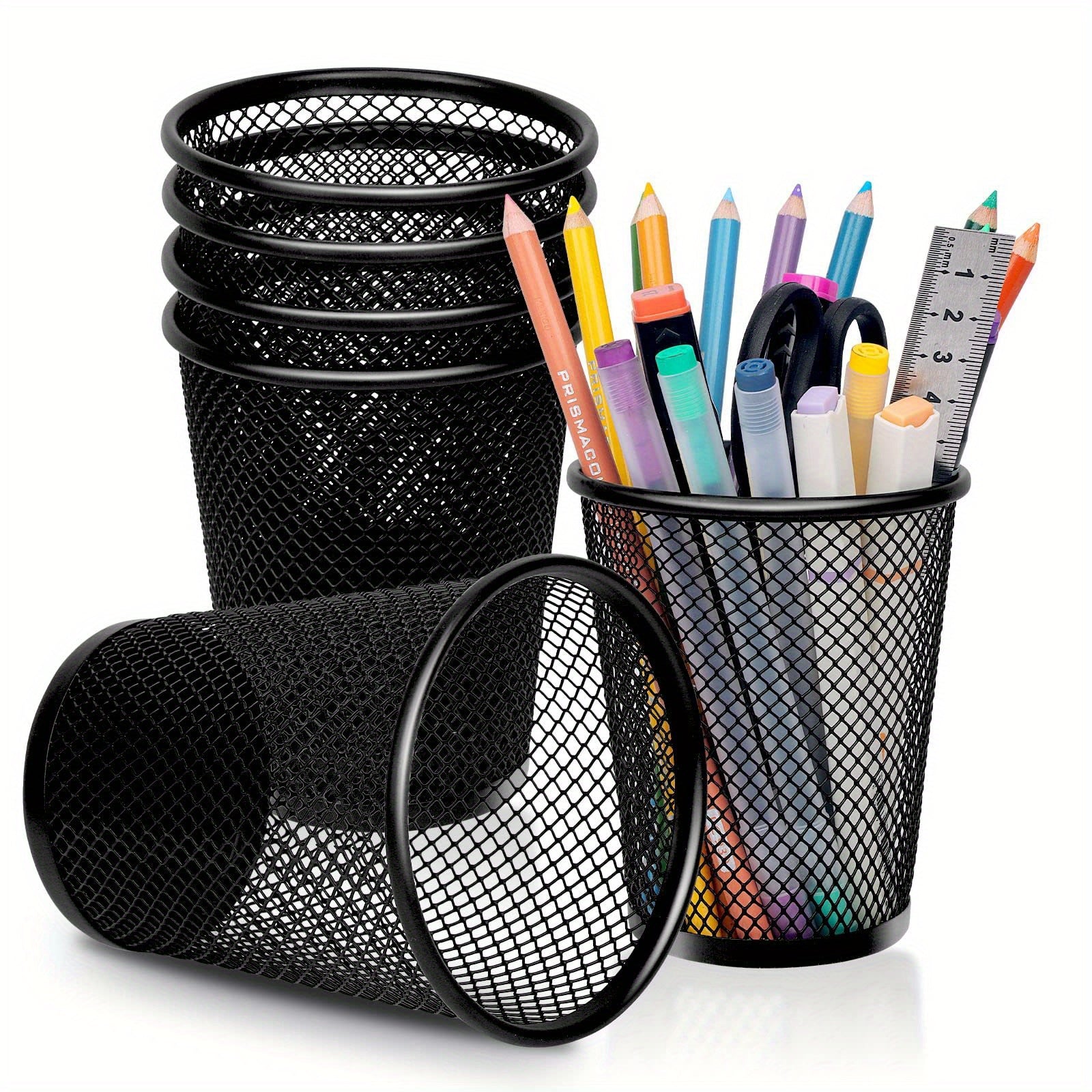 6 Pcs Mesh Pen Holders for Desk Office Home School