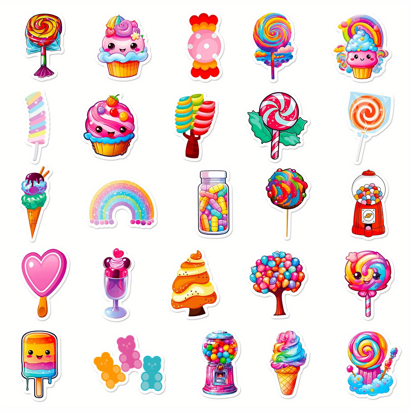 50 Funny Lollipop Doodle Stickers Waterproof for DIY Laptops & More