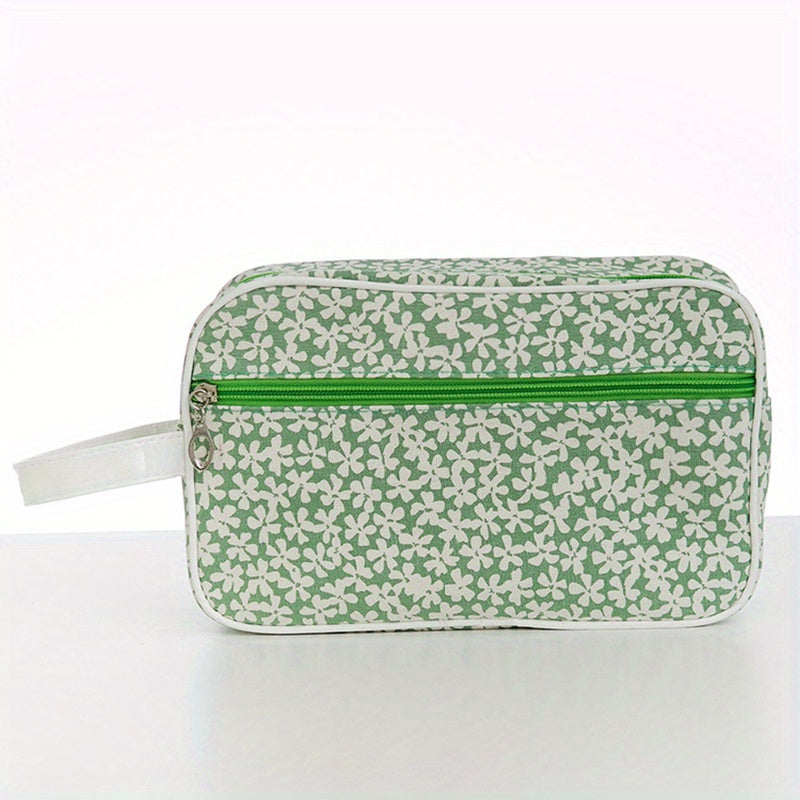 Portable Floral Print Cosmetic Bag Large Capacity Toiletry Bag