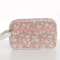 Portable Floral Print Cosmetic Bag Large Capacity Toiletry Bag