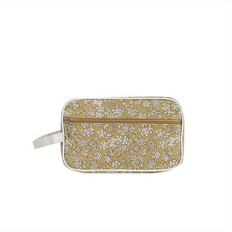 Portable Floral Print Cosmetic Bag Large Capacity Toiletry Bag