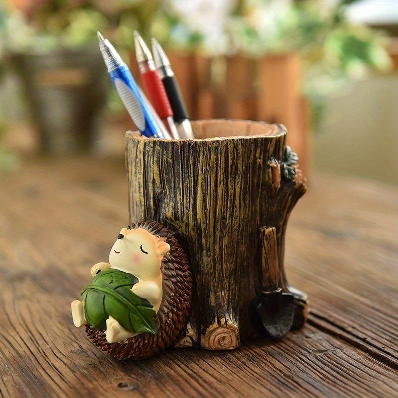 Hedgehog Pen Holder Home Birthday Gift Resin Crafts