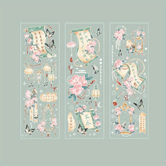 3pcs Embossed Hot Stamping Sticker Retro Stickers for Diaries Decoration