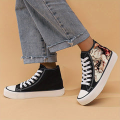 Flat Heighten Chunky Canvas Sneakers High Top Classic Skate Shoes