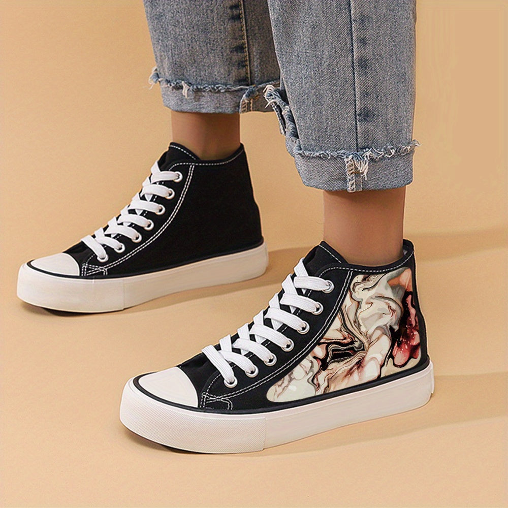 Flat Heighten Chunky Canvas Sneakers High Top Classic Skate Shoes
