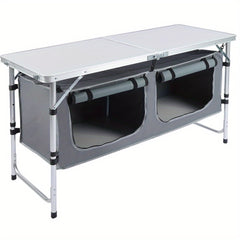 Portable Aluminum Camping Table with Storage Organizer