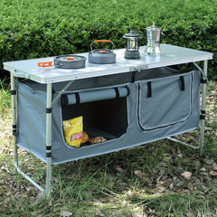 Portable Aluminum Camping Table with Storage Organizer