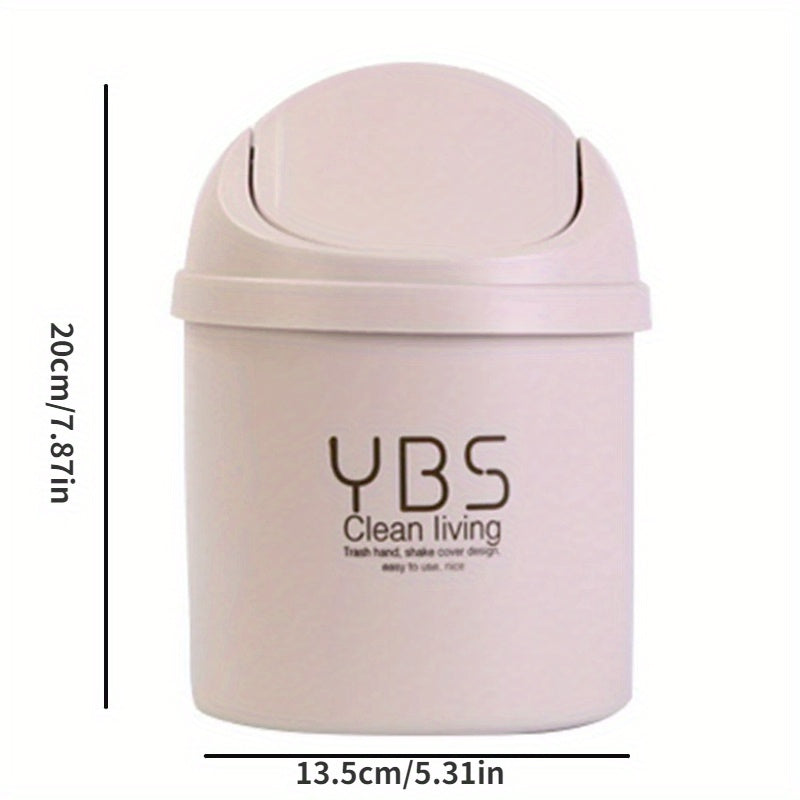 Mini Desktop Bin Small Trash Can Tube with Cover Bedroom Trash Garbage Can