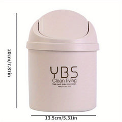Mini Desktop Bin Small Trash Can Tube with Cover Bedroom Trash Garbage Can