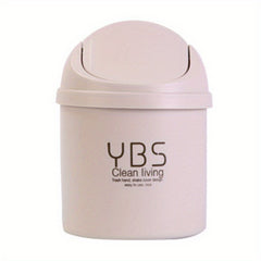 Mini Desktop Bin Small Trash Can Tube with Cover Bedroom Trash Garbage Can