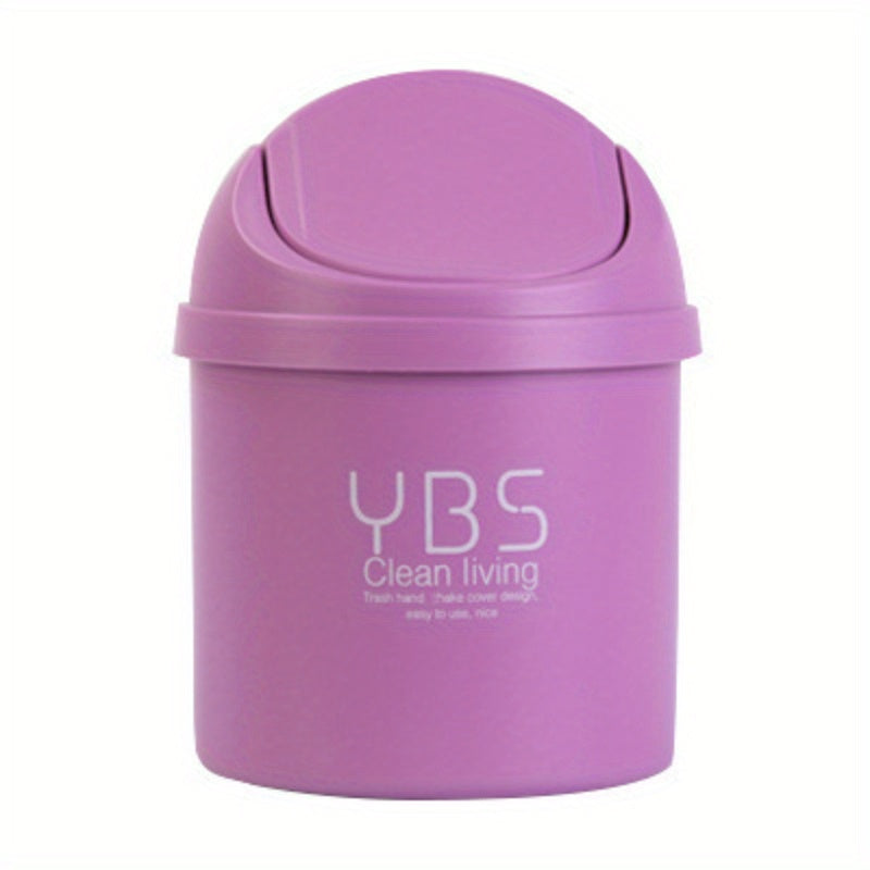 Mini Desktop Bin Small Trash Can Tube with Cover Bedroom Trash Garbage Can