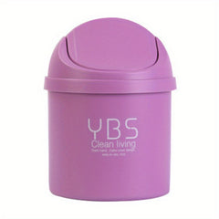 Mini Desktop Bin Small Trash Can Tube with Cover Bedroom Trash Garbage Can