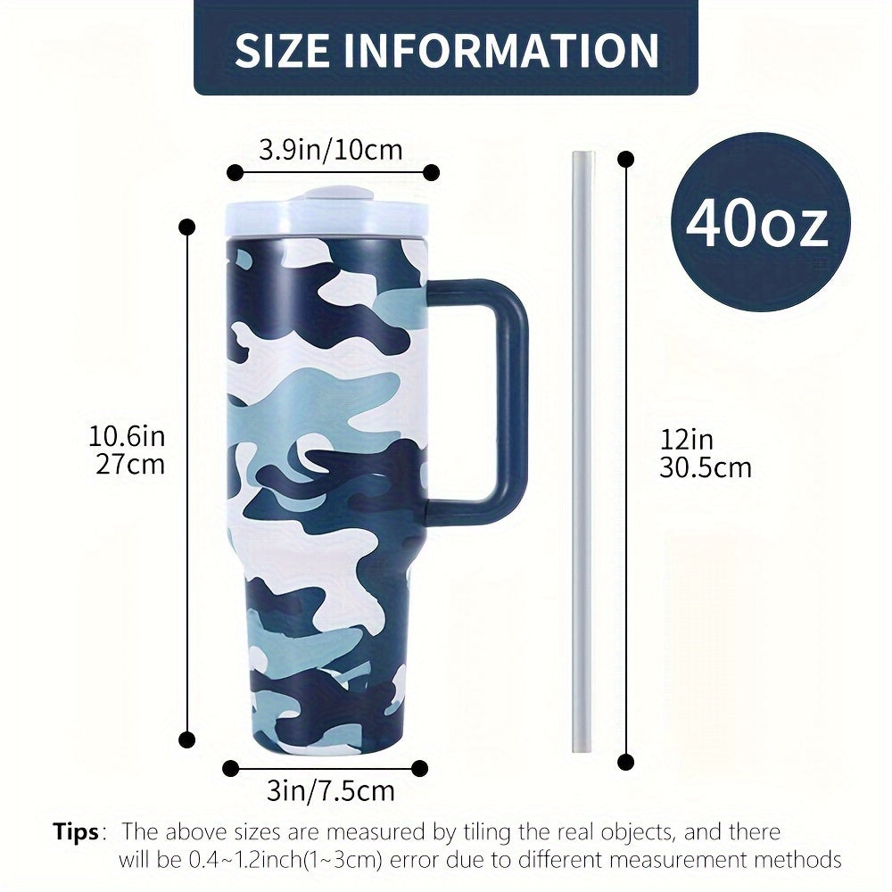 40oz Insulated Water Cup Tumbler Flag Pattern Stainless Steel Travel Cup