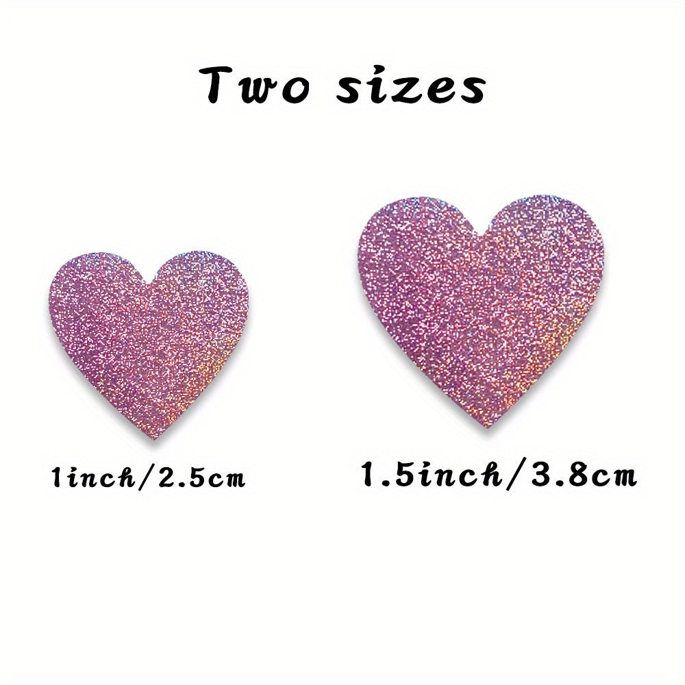 500pcs Glitter Pink Heart Stickers Roll Gift Set Sparkly Adhesive Wedding Decor