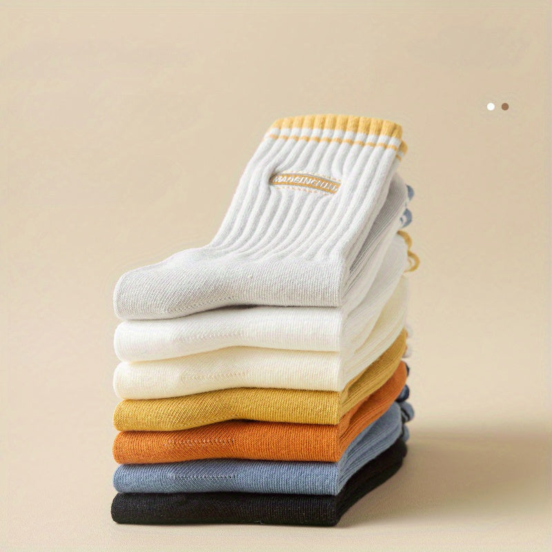 5 Pairs Men's Crew Socks Breathable Comfy Casual Unisex Outdoor All Seasons