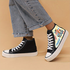Chunky Graffiti Canvas Sneakers High Top Skate Shoes