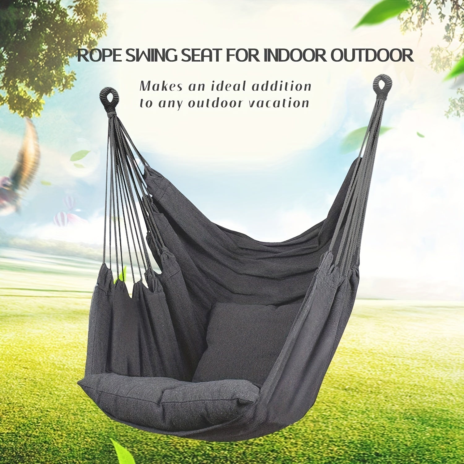 Indoor Outdoor Cotton Hammock Swing Chair Comfortable Durable Sturdy