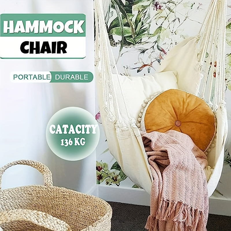 Indoor Outdoor Cotton Hammock Swing Chair Comfortable Durable Sturdy