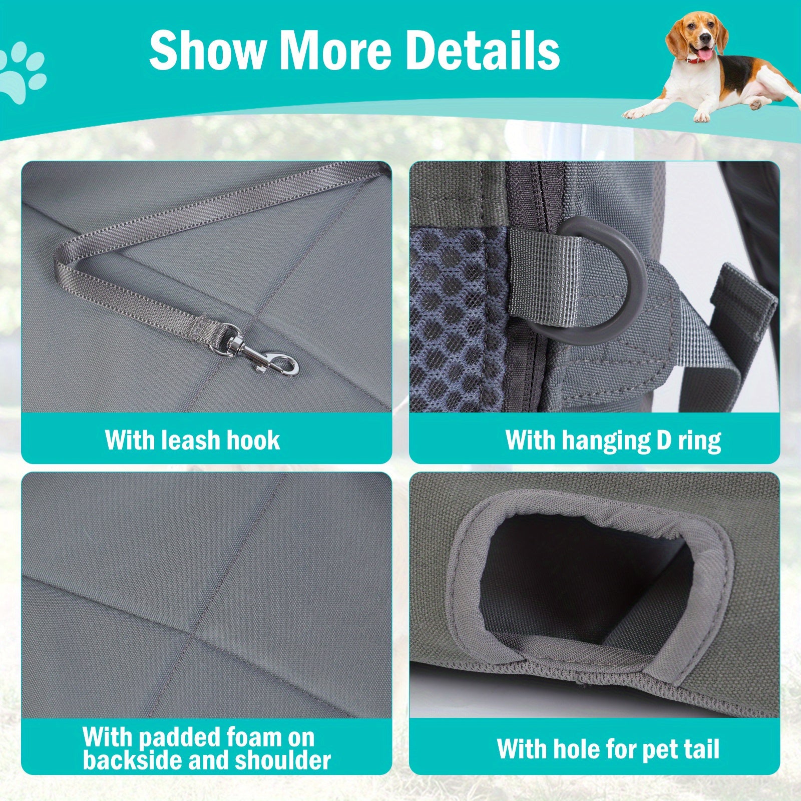 Legs Out Dog Carrier Backpack Front Facing for Small Medium Large Dogs
