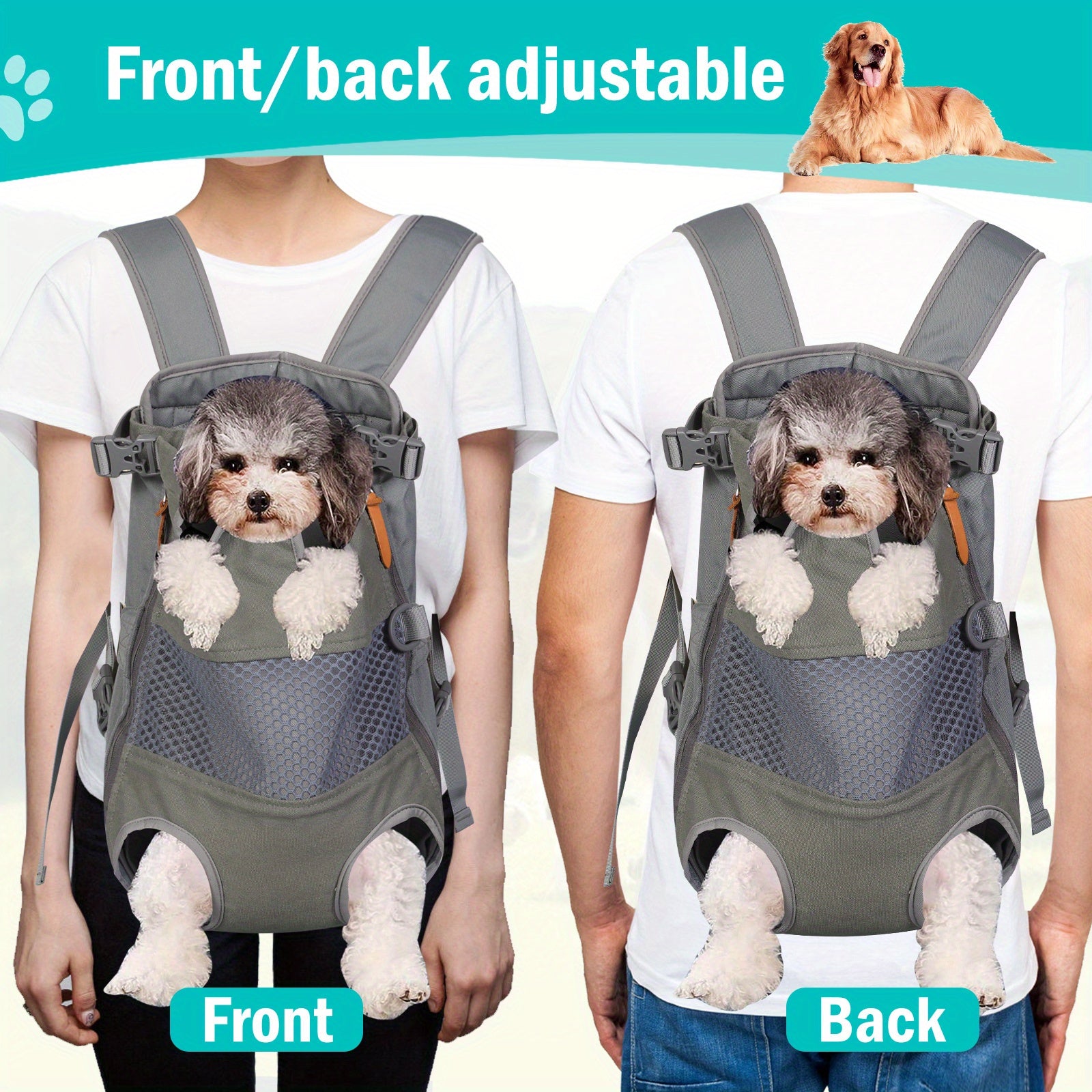 Legs Out Dog Carrier Backpack Front Facing for Small Medium Large Dogs